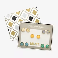 Mixit Womens Multi Color Round Hypoallergenic 5 Pair Earring Set
