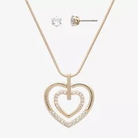 Mixit Womens Cubic Zirconia Heart Hypoallergenic 2-pc. Jewelry Set