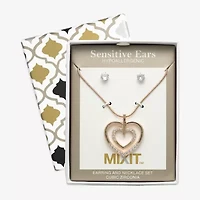 Mixit Womens Cubic Zirconia Heart Hypoallergenic 2-pc. Jewelry Set