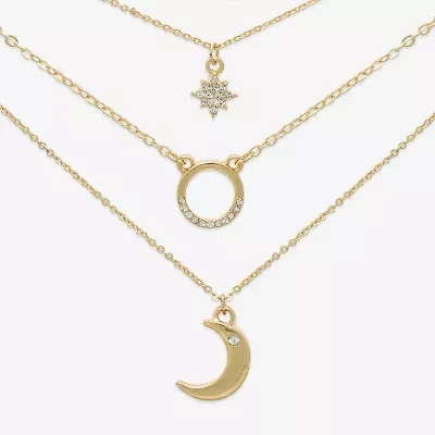 Mixit Womens Cubic Zirconia Moon Star Hypoallergenic 3-pc. Necklace Set