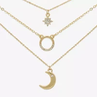 Mixit Womens Cubic Zirconia Moon Star Hypoallergenic 3-pc. Necklace Set