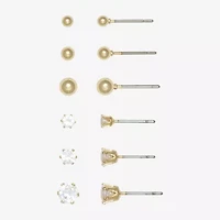 Mixit Womens Cubic Zirconia Hypoallergenic 6 Pair Earring Set