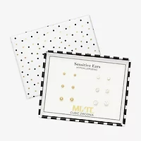 Mixit Womens Cubic Zirconia Hypoallergenic 6 Pair Earring Set