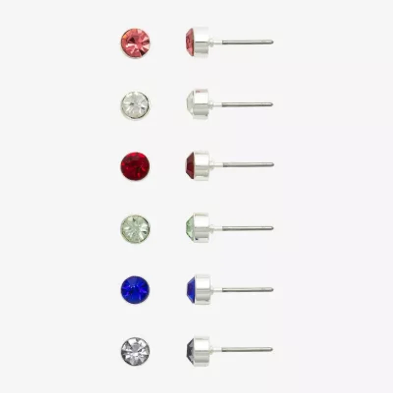 Mixit Womens Round Hypoallergenic 6 Pair Earring Set