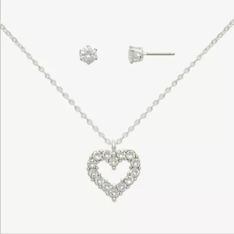 Mixit Womens Crystal Heart Hypoallergenic 2-pc. Jewelry Set