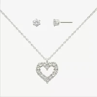 Mixit Womens Crystal Heart Hypoallergenic 2-pc. Jewelry Set
