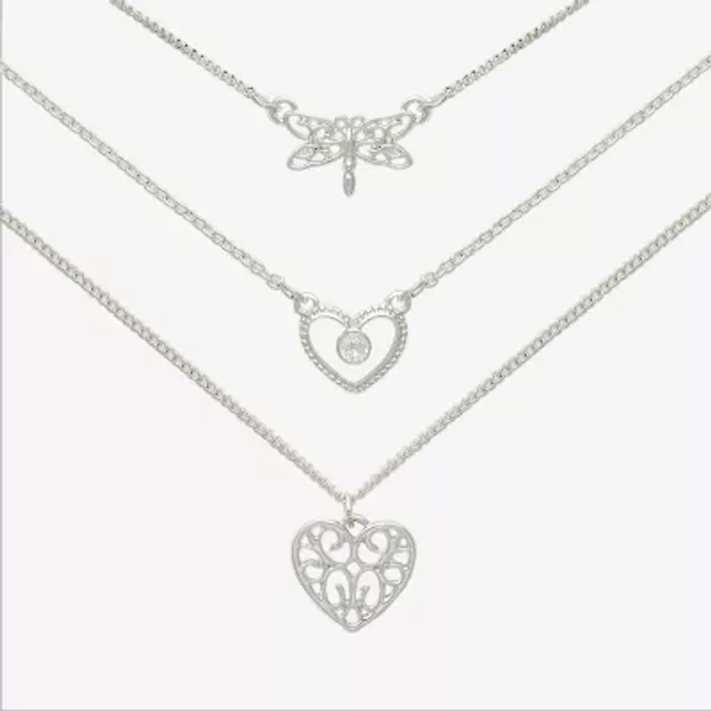 Mixit Womens Cubic Zirconia Heart Hypoallergenic 3-pc. Necklace Set