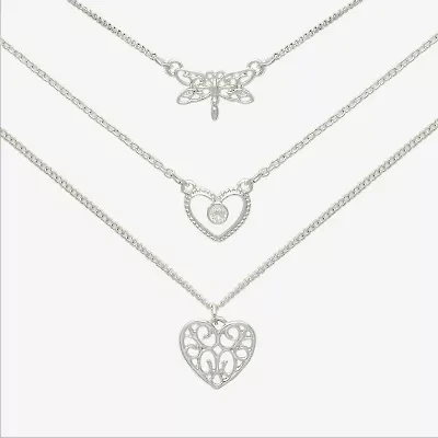 Mixit Womens Cubic Zirconia Heart Hypoallergenic 3-pc. Necklace Set