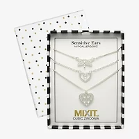 Mixit Womens Cubic Zirconia Heart Hypoallergenic 3-pc. Necklace Set