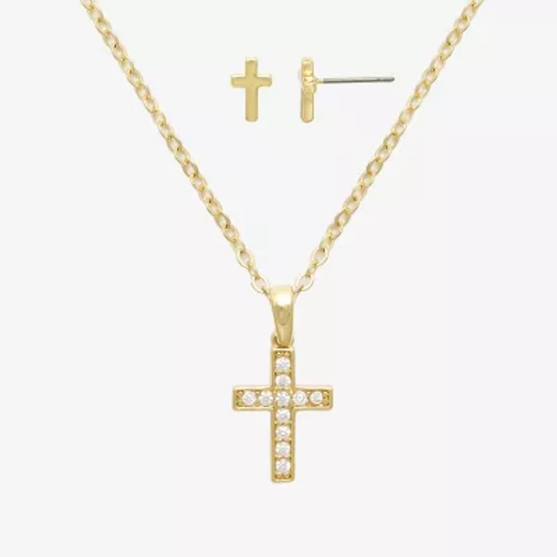 Mixit Womens Cross Hypoallergenic 2-pc. Jewelry Set