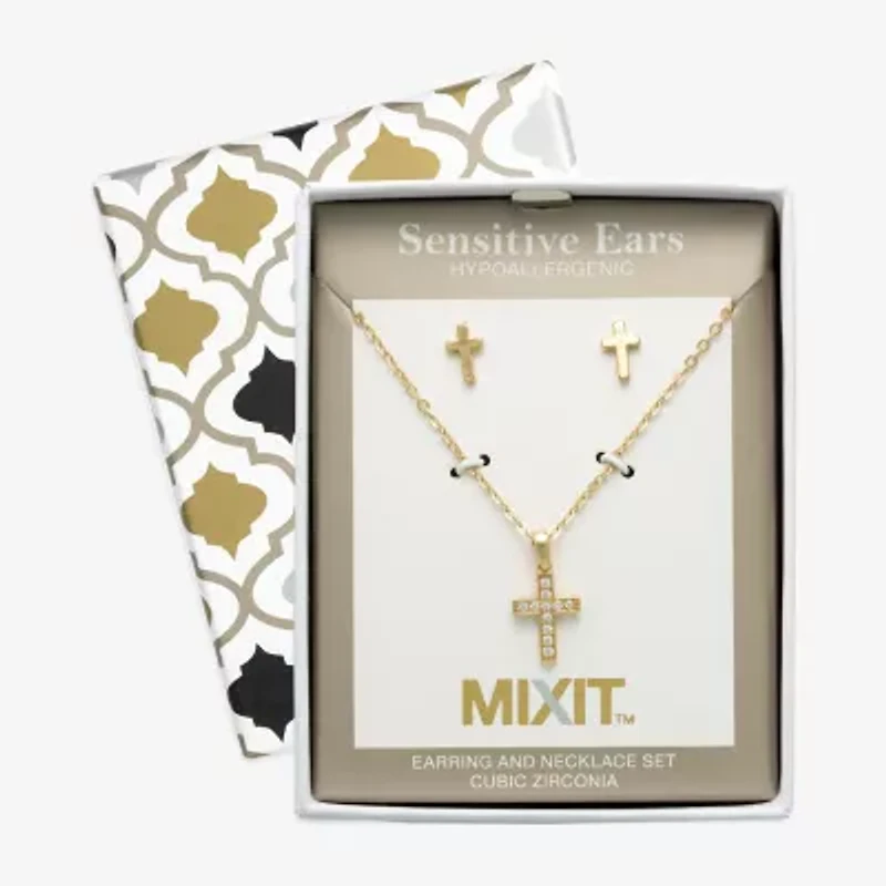 Mixit Womens Cross Hypoallergenic 2-pc. Jewelry Set