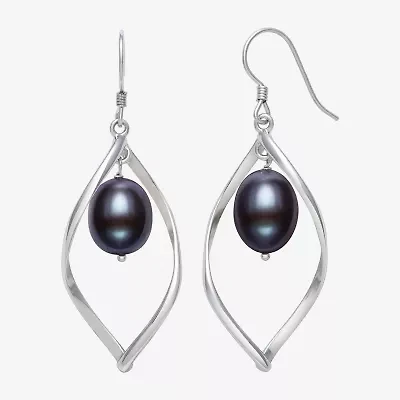 Womens Dyed White Cultured Freshwater Pearl Sterling Silver Drop Earrings