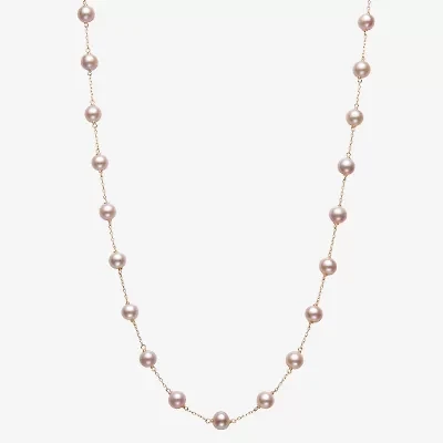 Womens Pink 10K Gold 18 Inch Strand Necklace
