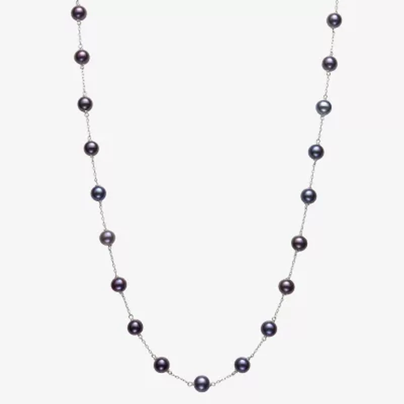 Womens Black 10K Gold 10K White Gold 18 Inch Strand Necklace