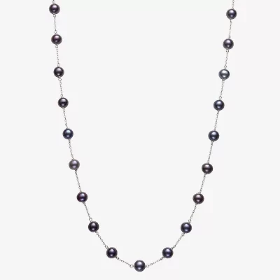 Womens Black 10K Gold 10K White Gold 18 Inch Strand Necklace
