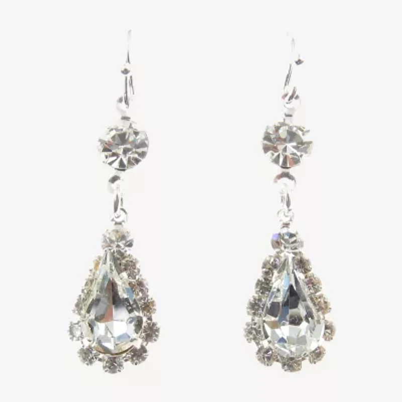 Vieste Rosa Womens Crystal Round Drop Earrings