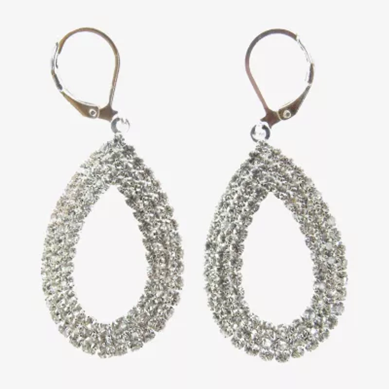Vieste Rosa Womens Crystal Oval Drop Earrings