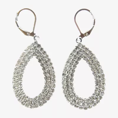 Vieste Rosa Womens Crystal Oval Drop Earrings