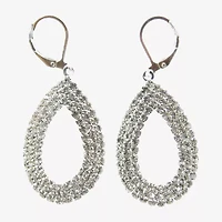 Vieste Rosa Womens Crystal Oval Drop Earrings