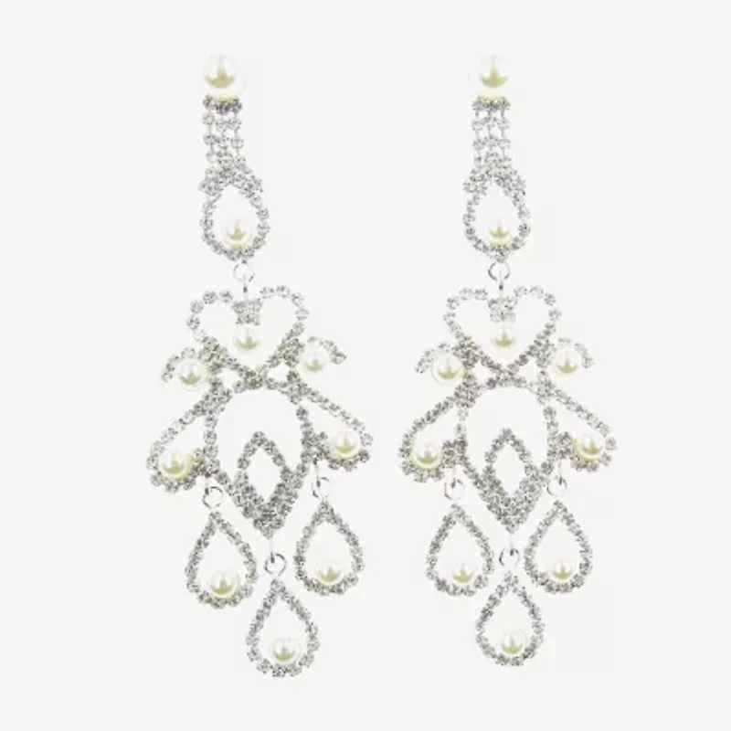 Vieste Rosa Womens Simulated Pearl Chandelier Earrings
