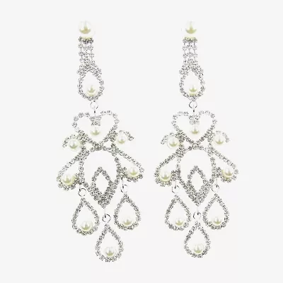 Vieste Rosa Womens Simulated Pearl Chandelier Earrings