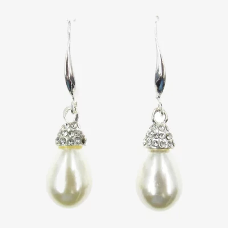 Vieste Rosa Womens Simulated Pearl Drop Earrings