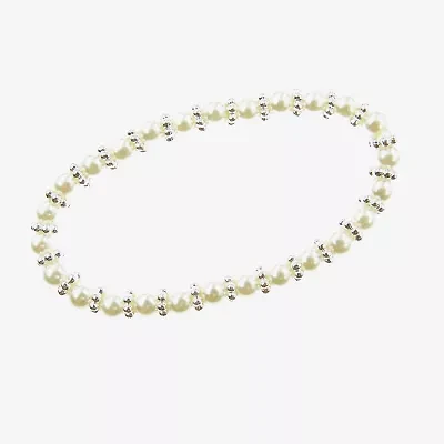 Vieste Rosa Womens White Simulated Pearl Round Stretch Bracelet
