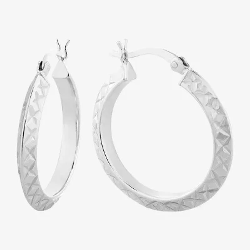 Womens Sterling Silver 25mm Hoop Earrings