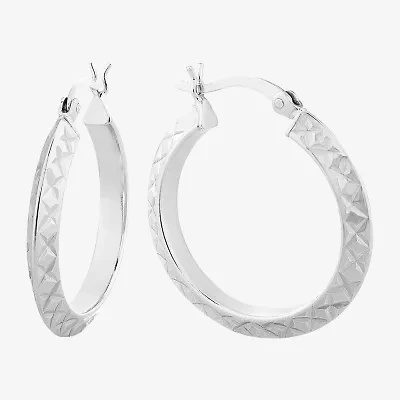 Womens Sterling Silver 25mm Hoop Earrings