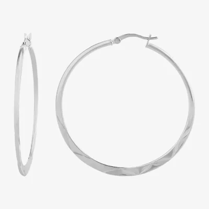 Womens Sterling Silver 45mm Hoop Earrings