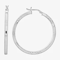 Womens Sterling Silver 45mm Hoop Earrings
