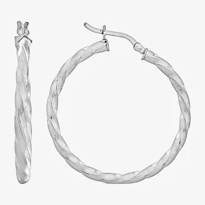 Womens Sterling Silver 36mm Hoop Earrings
