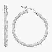 Womens Sterling Silver 36mm Hoop Earrings
