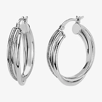 Womens Sterling Silver 25mm Hoop Earrings