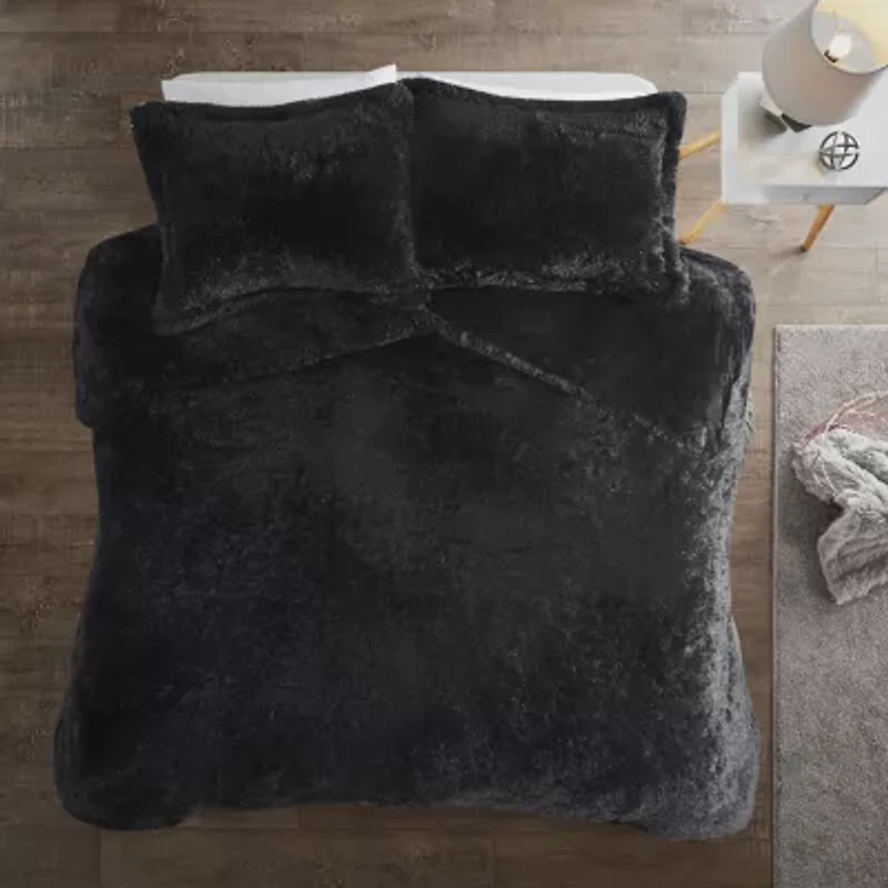 Intelligent Design Leena Shaggy Fur Duvet Cover Set