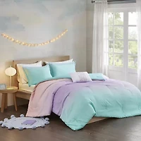 Mi Zone Sparkle Metallic Glitter Printed Reversible Comforter Set with decorative pillow