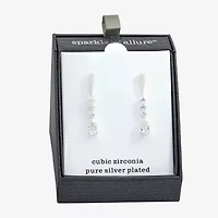 Sparkle Allure Womens Cubic Zirconia Pure Silver Over Brass Drop Earrings