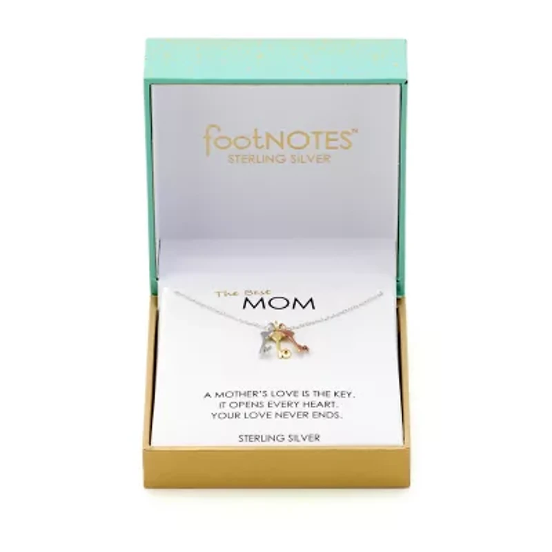 Footnotes Mom Womens Sterling Silver Heart Keys 16 Inch Pendant Necklace