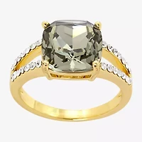 Sparkle Allure Womens Blue Crystal 14K Gold Over Brass Cocktail Ring