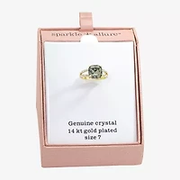 Sparkle Allure Womens Blue Crystal 14K Gold Over Brass Cocktail Ring