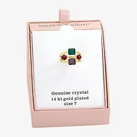 Sparkle Allure Womens Multi Color Crystal 14K Gold Over Brass Cocktail Ring