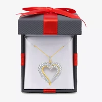 Womens 1 CT. T.W. Natural White Diamond 10K Gold Heart 18 Inch Pendant Necklace