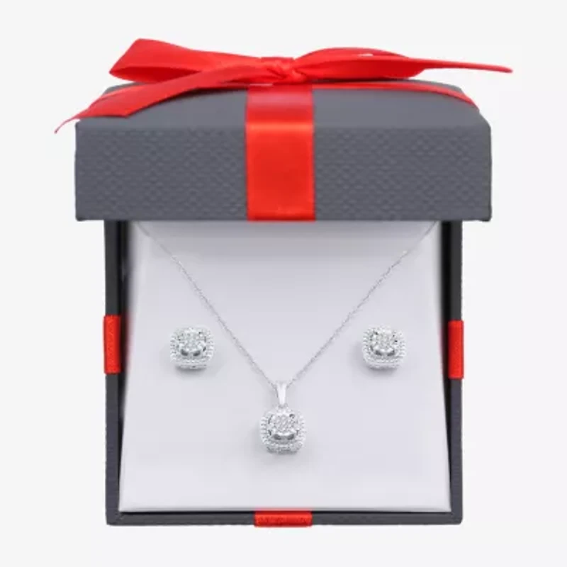 Womens 1/10 CT. T.W. Natural White Diamond Sterling Silver 2-pc. Jewelry Set