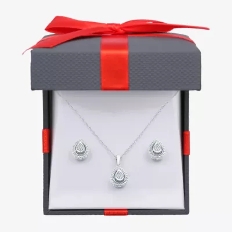 Womens 1/10 CT. T.W. Natural White Diamond Sterling Silver Pear 2-pc. Jewelry Set
