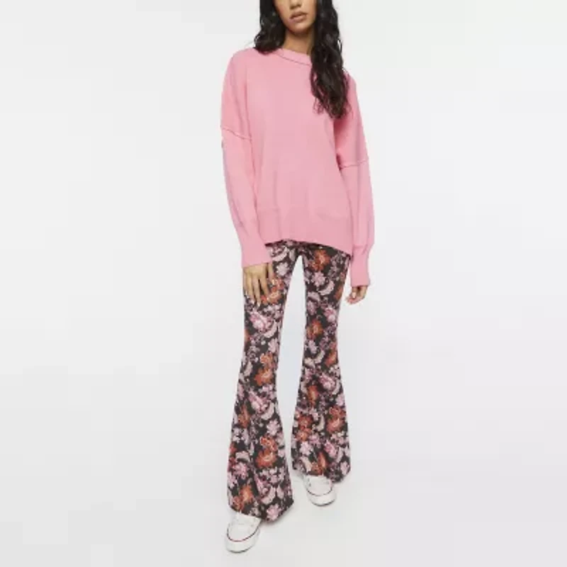 Forever 21 Womens Flare Mid Rise Juniors Pull-On Pant