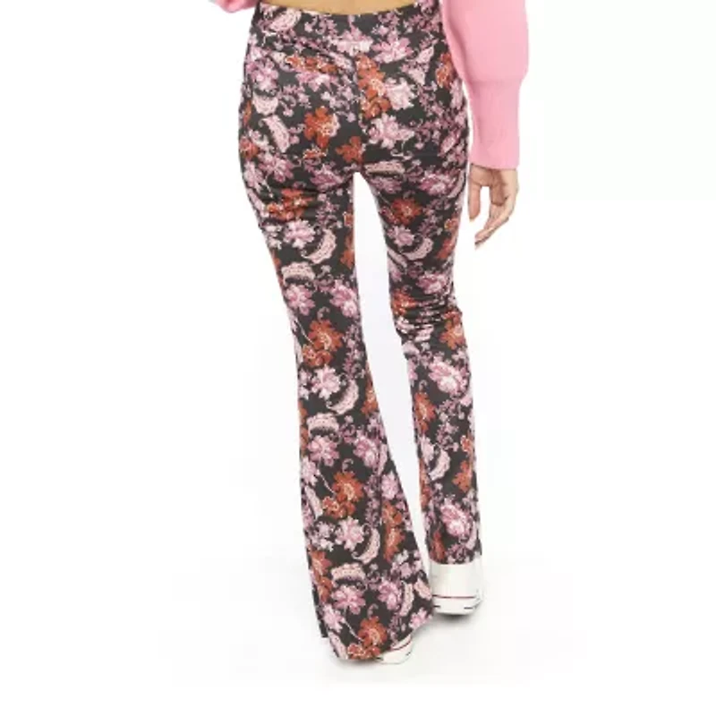 Forever 21 Womens Flare Mid Rise Juniors Pull-On Pant