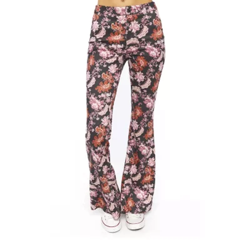 Forever 21 Womens Flare Mid Rise Juniors Pull-On Pant