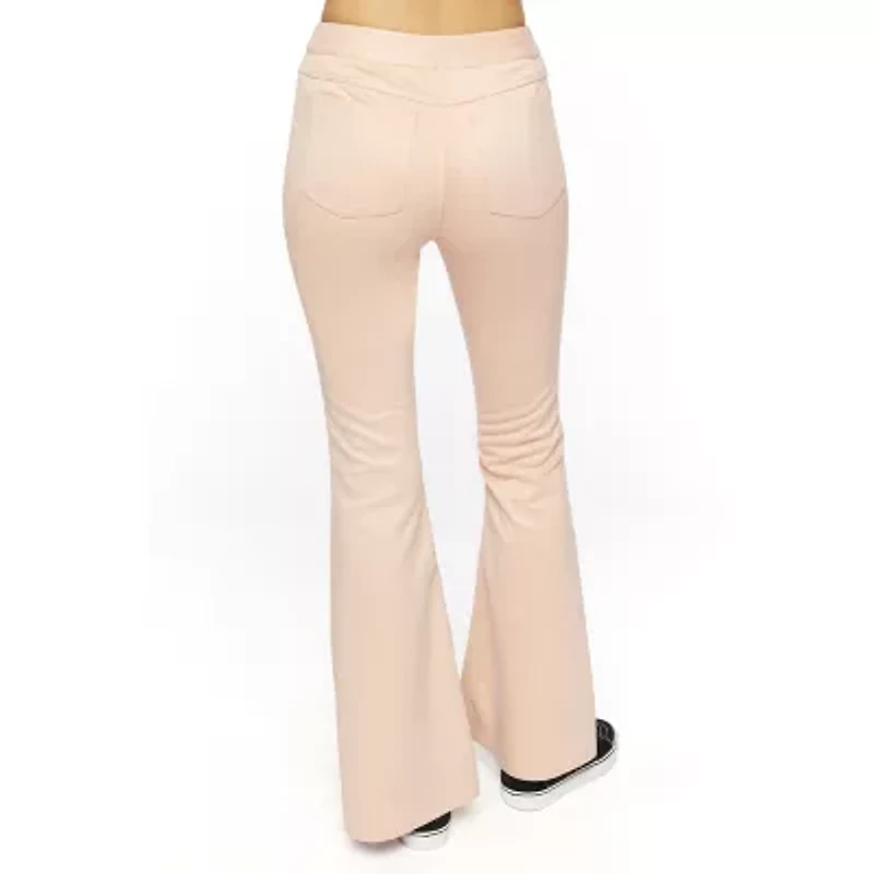 Forever 21 Faux Suede Printed Womens Flare Mid Rise Juniors Pull-On Pant