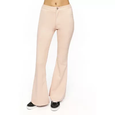 Forever 21 Faux Suede Printed Womens Flare Mid Rise Juniors Pull-On Pant