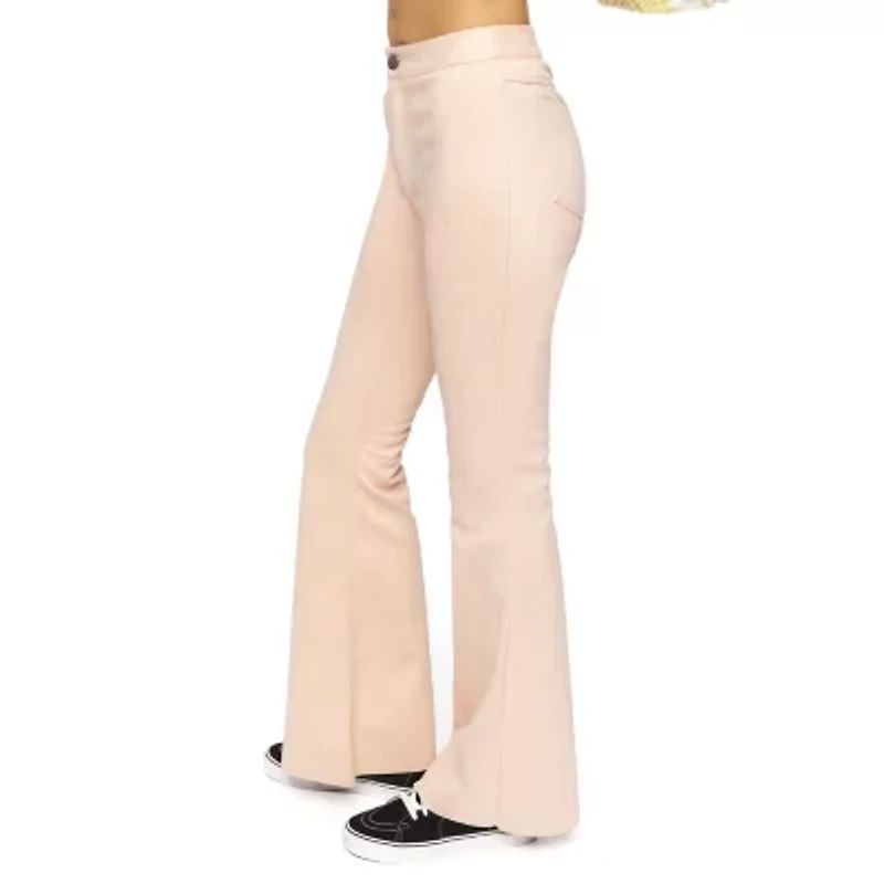 Forever 21 Faux Suede Printed Womens Flare Mid Rise Juniors Pull-On Pant
